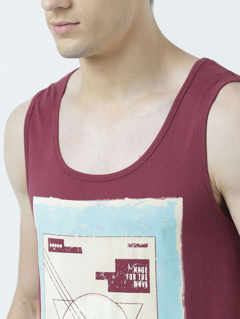 men scoop neck front print sleeveless t-shirt - 19581925 - Standard Image - 4