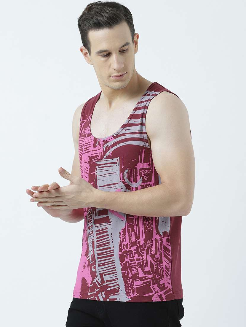 men scoop neck front print sleeveless t-shirt - 19581928 -  Standard Image - 1