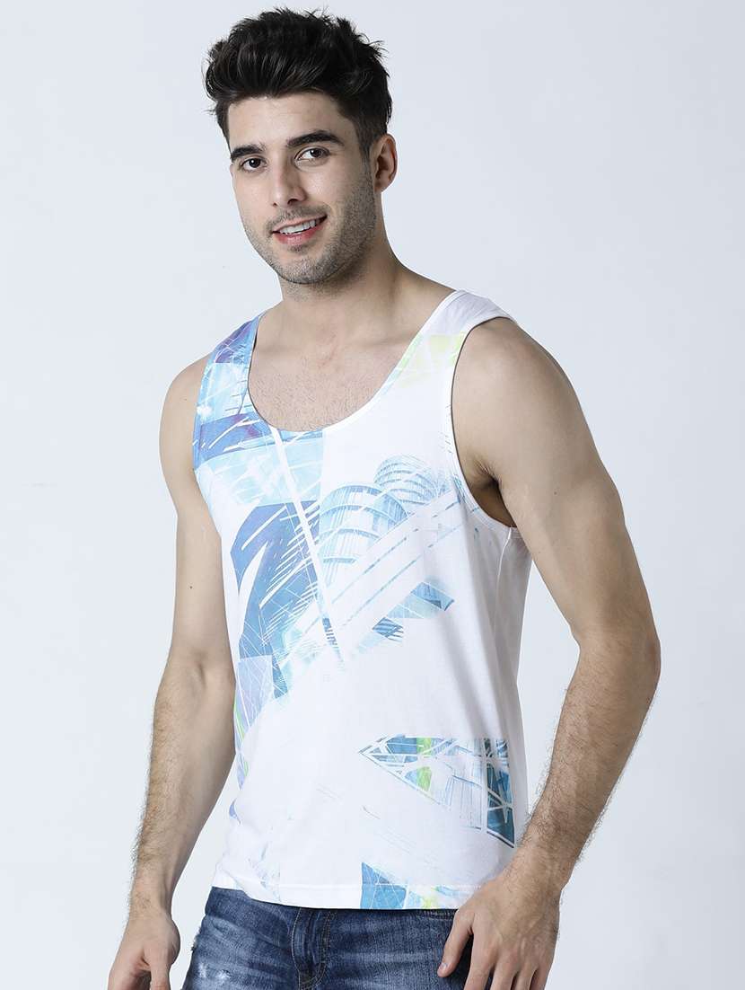 men scoop neck front print sleeveless vest - 19581939 -  Standard Image - 1