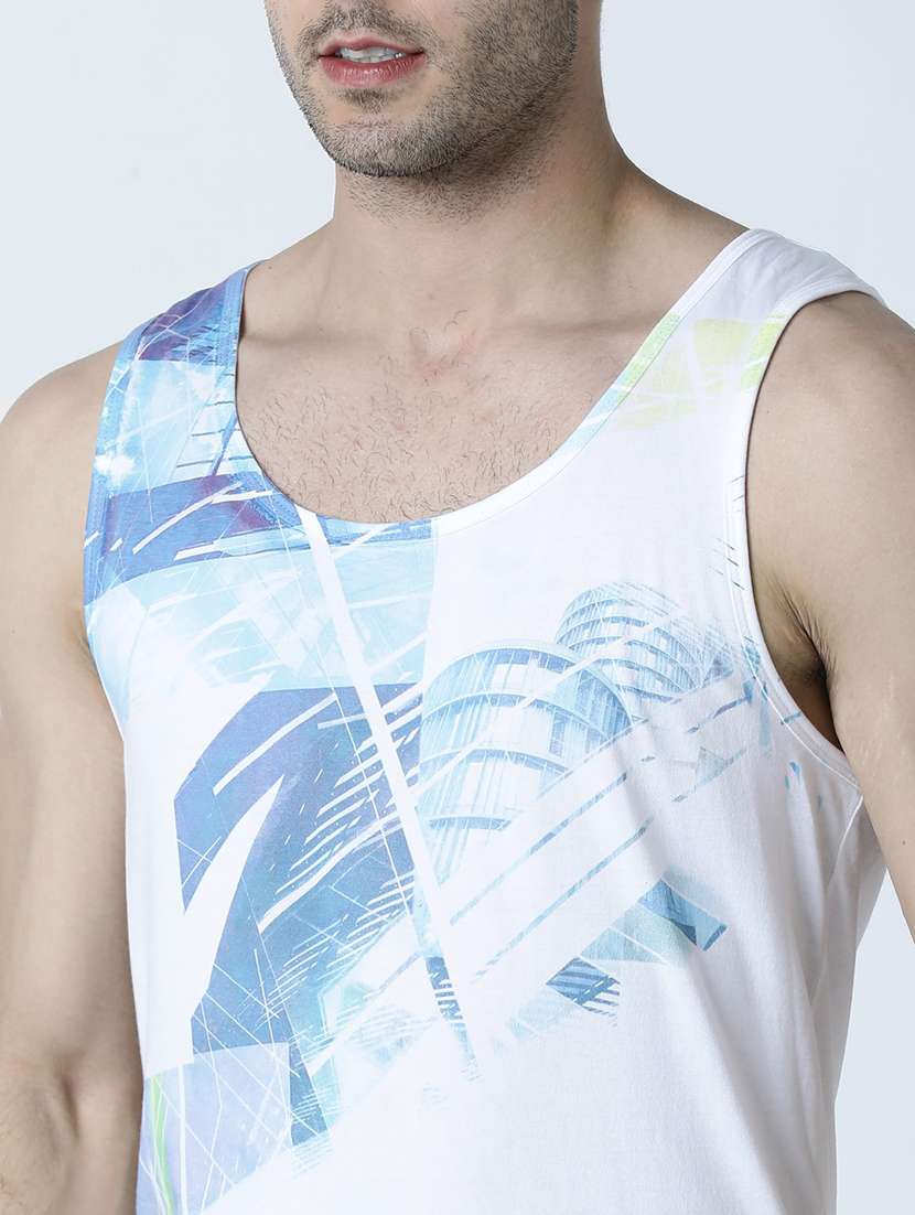 men scoop neck front print sleeveless vest - 19581939 -  Standard Image - 4