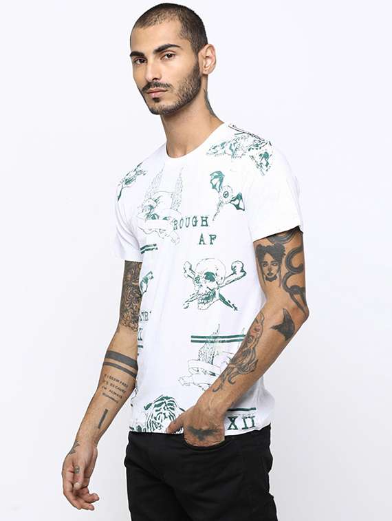 men crew neck front print t-shirt - 19581990 -  Standard Image - 1