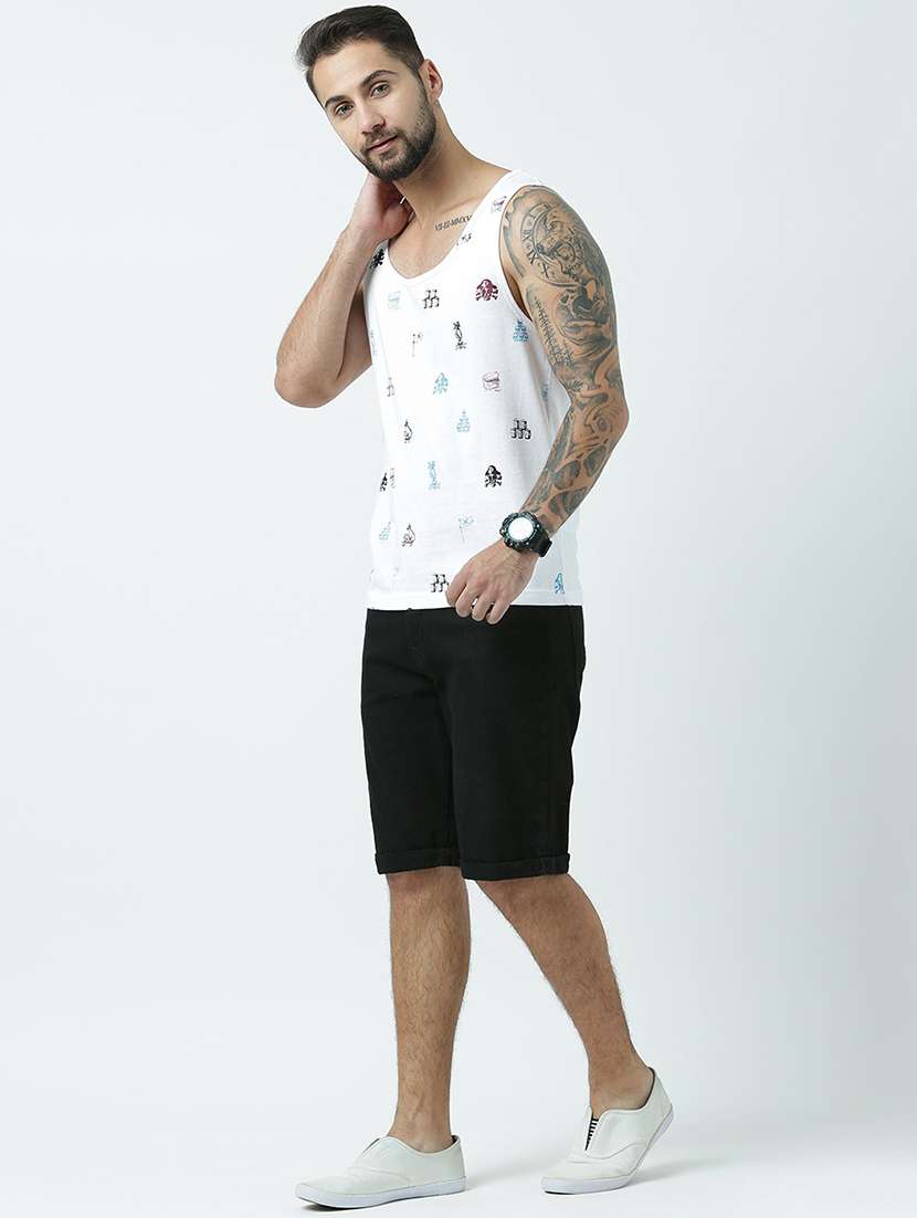 men scoop neck front print vest - 19582008 - Standard Image - 4