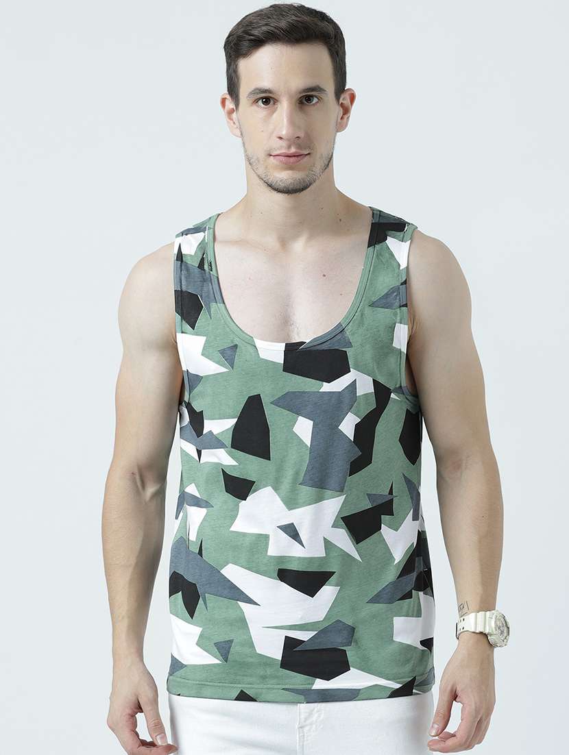 men printed sleeveless vest