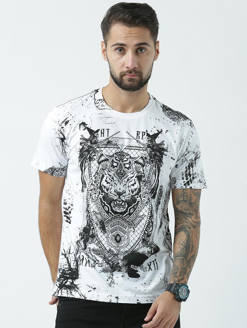 men round neck front print t-shirt