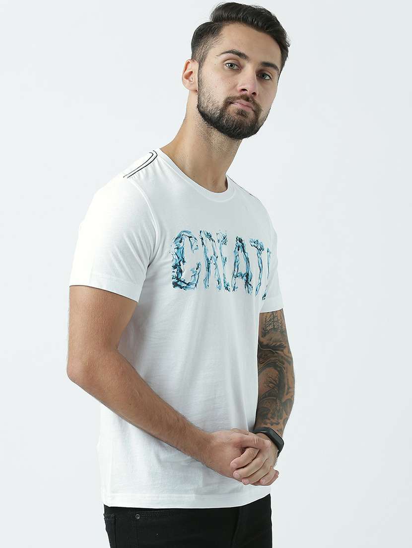 men round neck chest print t-shirt - 19582053 -  Standard Image - 1