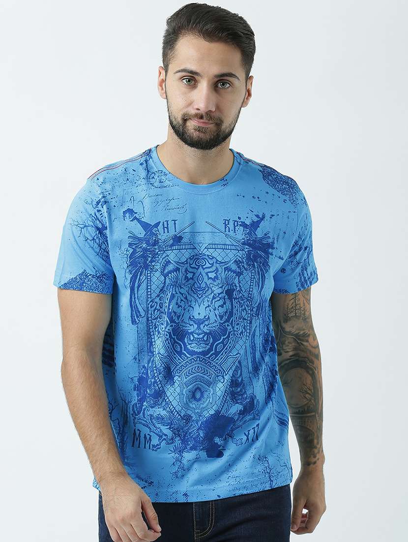 men crew neck front print t-shirt