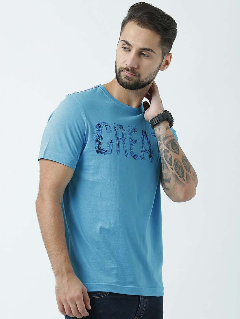 men round neck front print t-shirt - 19582063 -  Standard Image - 1