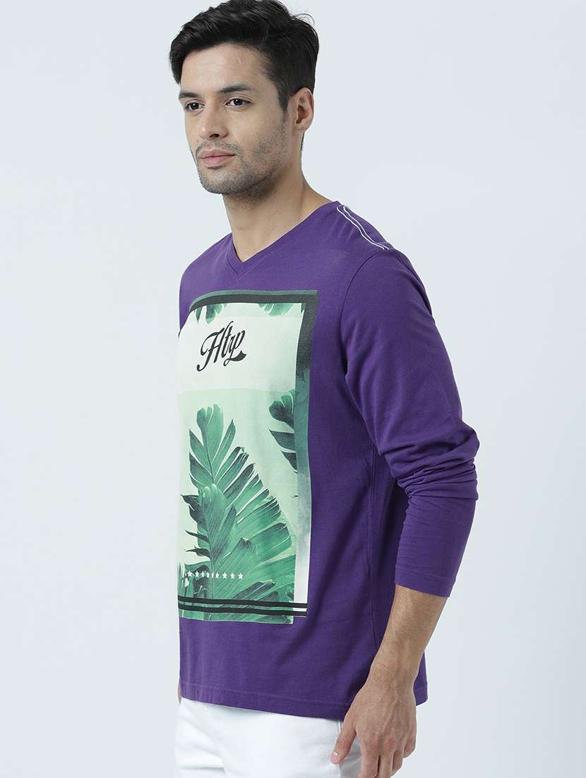 men v neck front print t-shirt - 19582068 -  Standard Image - 1
