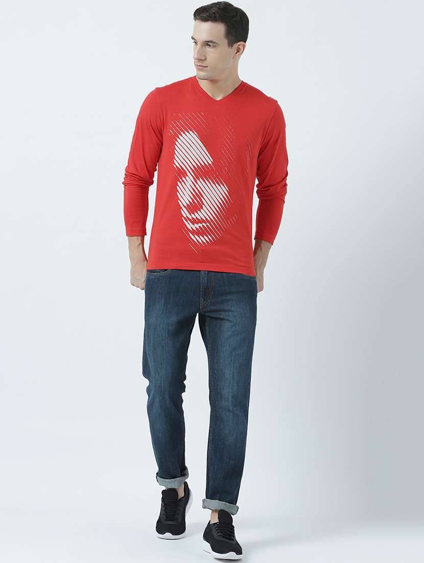 men v neck printed t-shirt - 19582076 -  Standard Image - 4