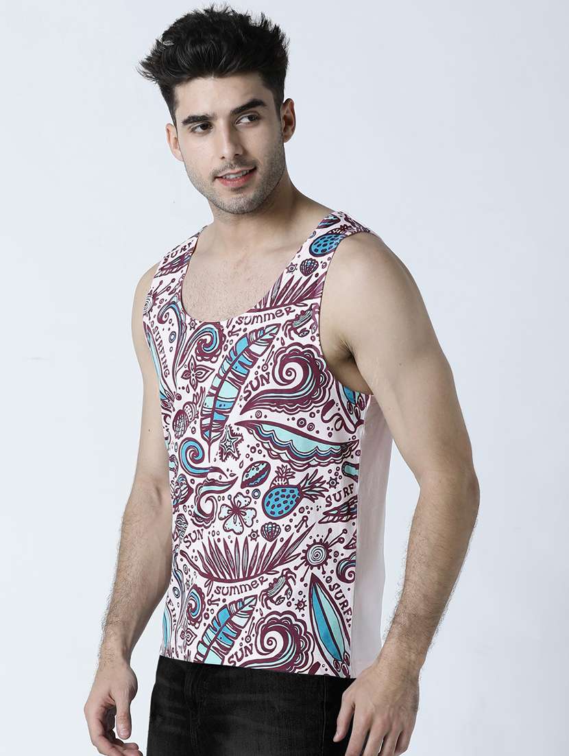 men scoop neck front print sleeveless vest - 19582113 -  Standard Image - 1