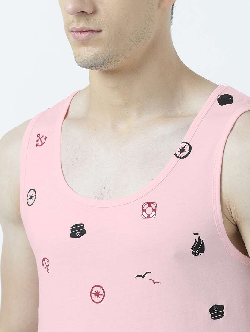 men scoop neck front print sleeveless vest - 19582131 -  Standard Image - 4