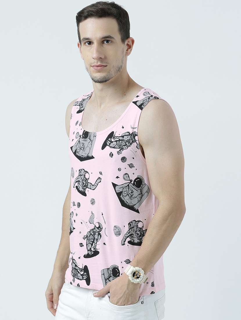 men scoop neck front print sleeveless vest - 19582137 -  Standard Image - 1