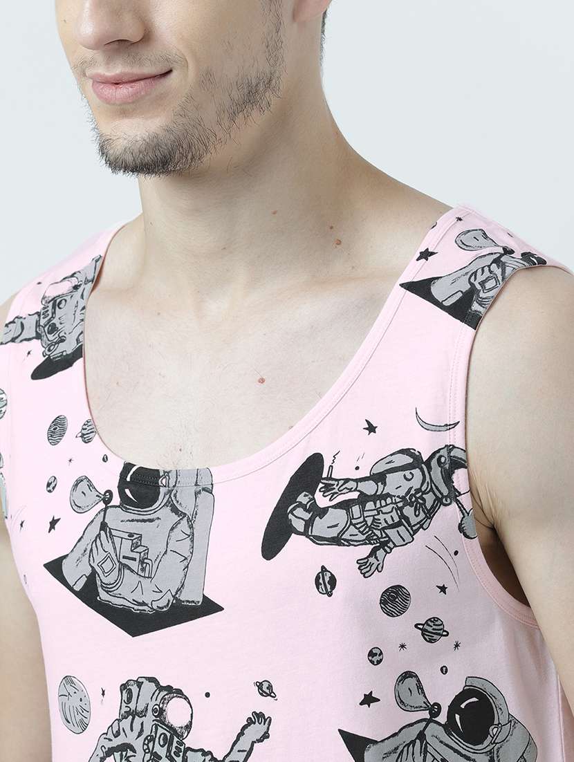 men scoop neck front print sleeveless vest - 19582137 -  Standard Image - 4