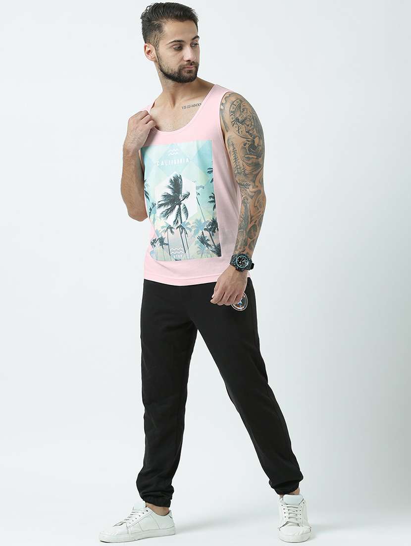 men scoop neck front print sleeveless t-shirt - 19582138 -  Standard Image - 4