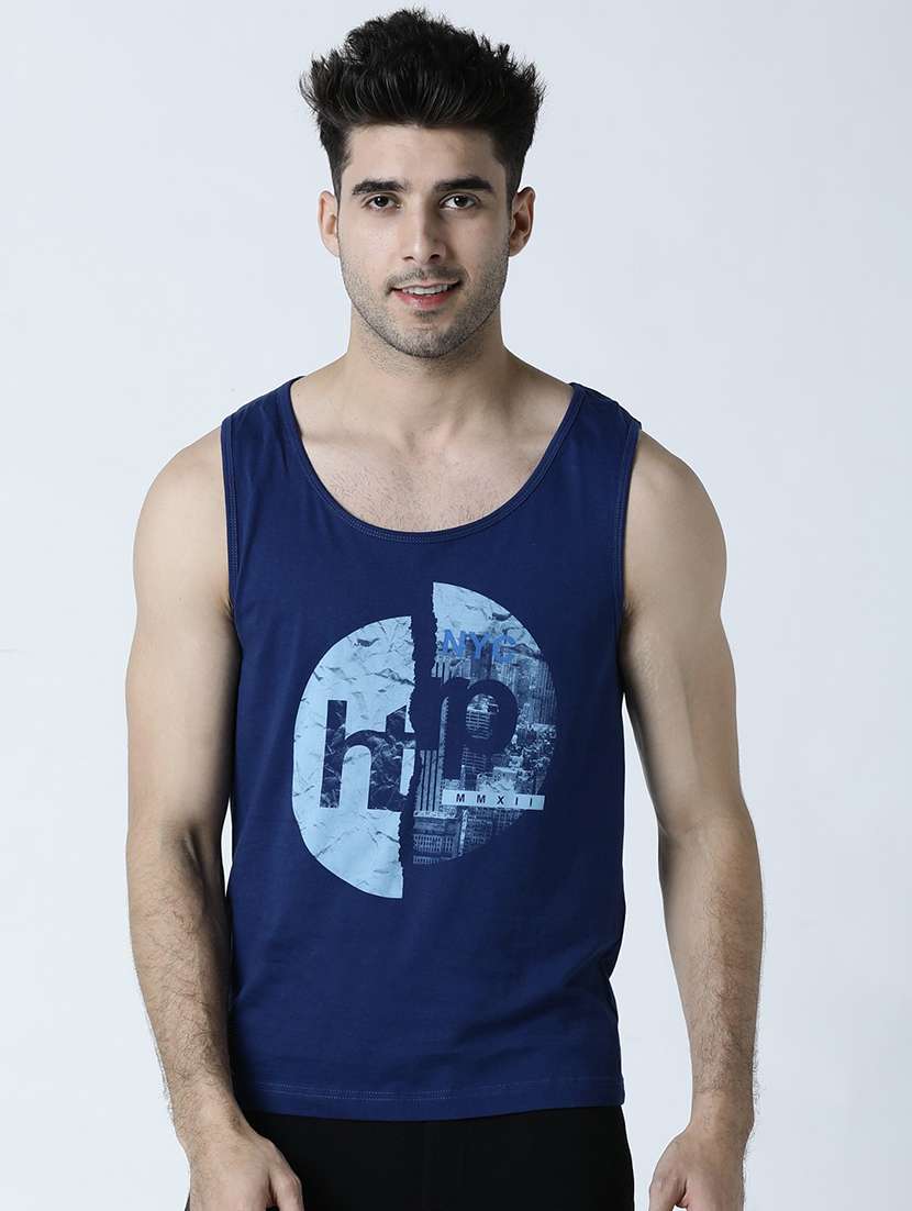 men printed sleeveless vest