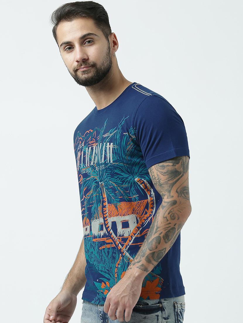 men scoop neck front print t-shirt - 19582176 - Standard Image - 1