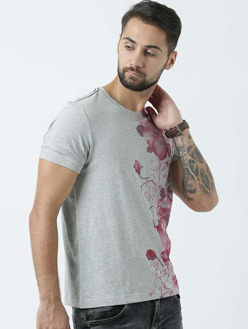 men round neck front print t-shirt - 19582179 - Standard Image - 1
