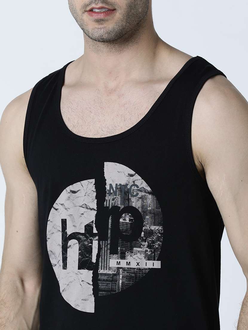 Men Scoop Neck Front Print Sleeveless T-shirt - 19582184 -  Standard Image - 4