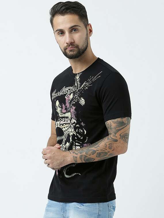 men front print short sleeves t-shirt - 19582224 - Standard Image - 1
