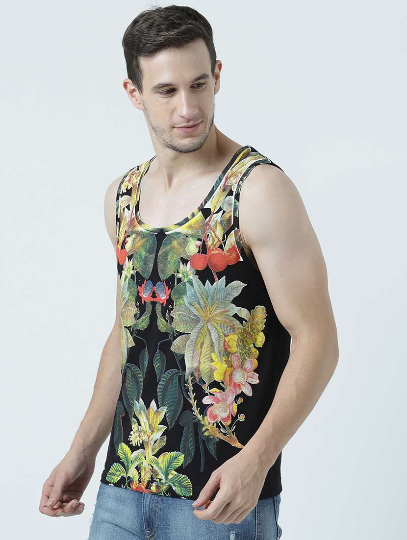 Men Scoop Neck Front Print Sleeveless T-shirt - 19582236 -  Standard Image - 1