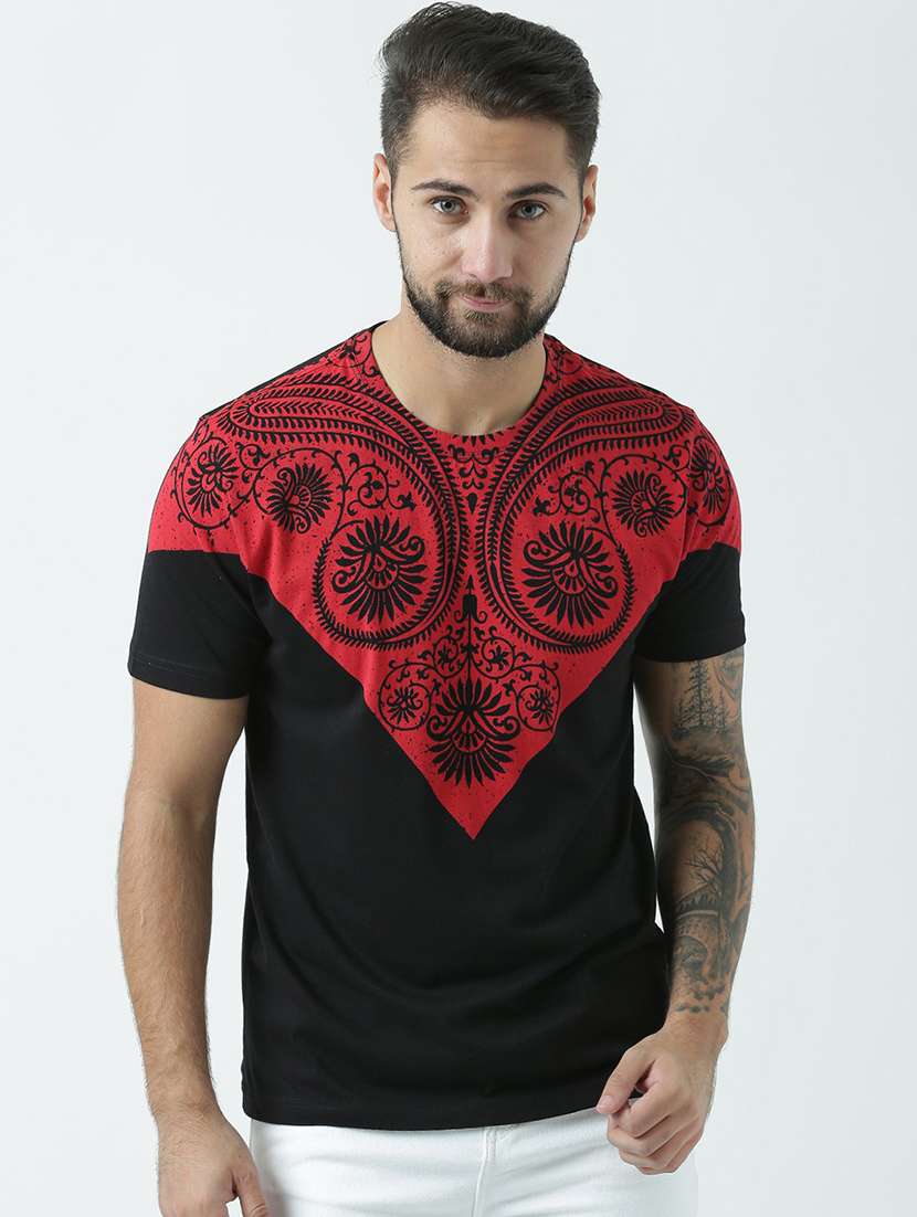 men crew neck front print t-shirt