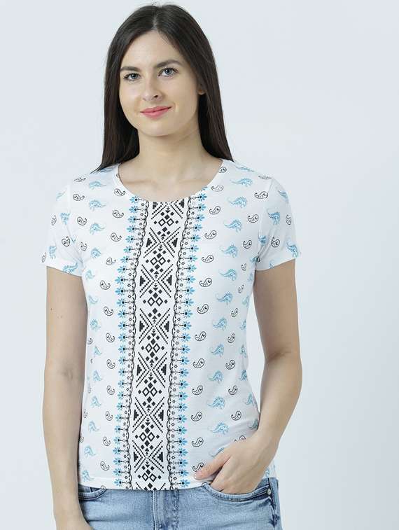 women's all over print round neck t-shirt