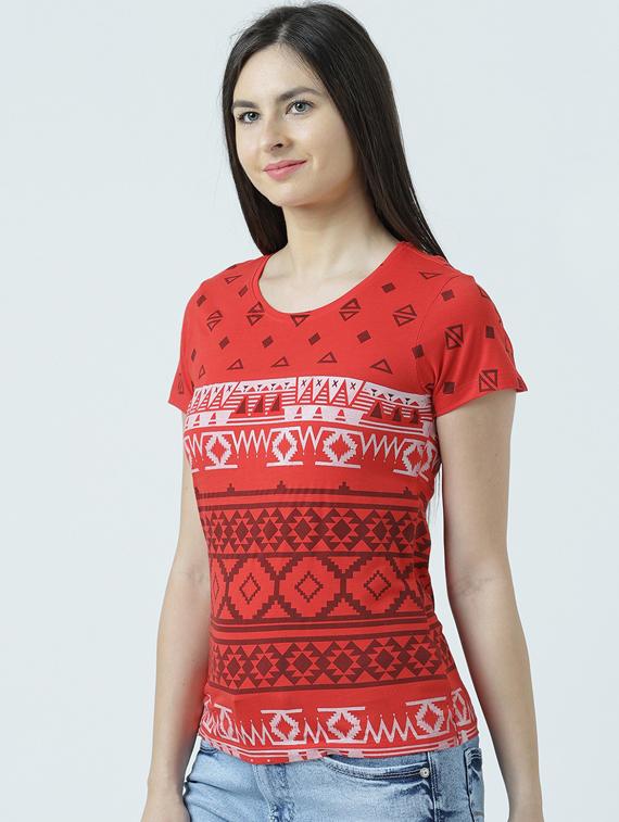women's all over print round neck t-shirt - 19582766 - Standard Image - 1