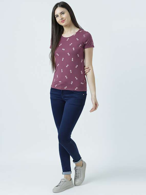 women's all over print round neck t-shirt - 19582771 - Standard Image - 4