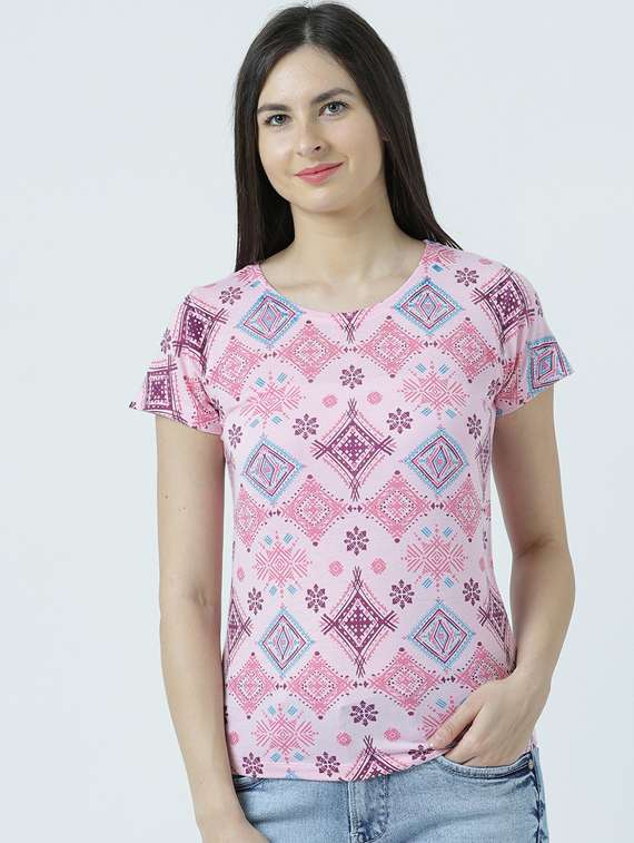 women's all over print round neck t-shirt