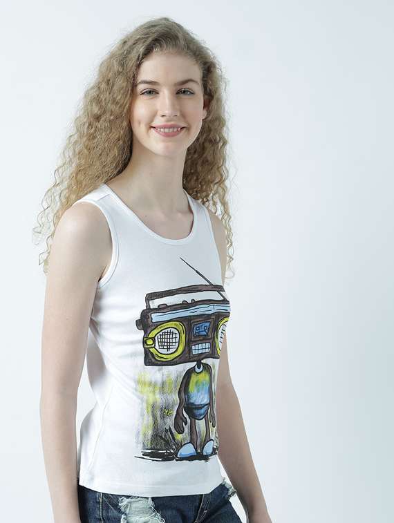 women's front print round neck t-shirt - 19582827 -  Standard Image - 1