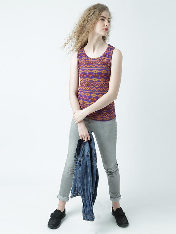 purple printed round neck t-shirt - 19582837 - Standard Image - 4