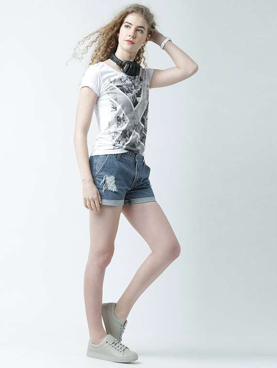 women's front print round neck t-shirt - 19582867 -  Standard Image - 4