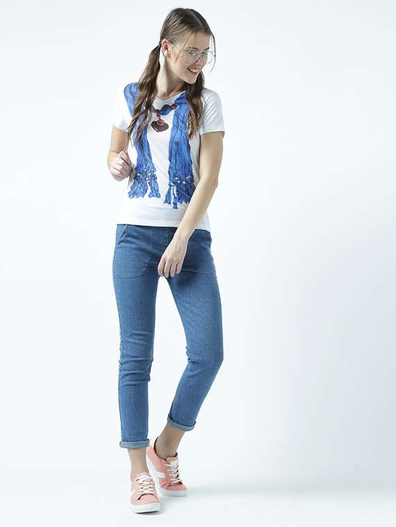 women's front print v neck t-shirt - 19582875 -  Standard Image - 4