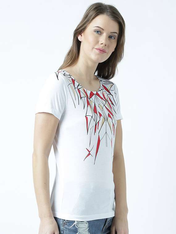 women's front print round neck t-shirt - 19582882 -  Standard Image - 1