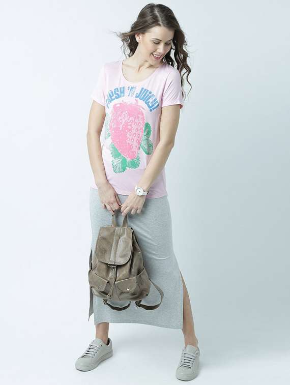 women's front print round neck t-shirt - 19582898 -  Standard Image - 4