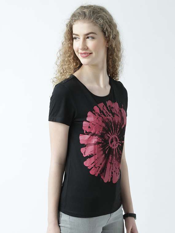 women's front print round neck t-shirt - 19582910 -  Standard Image - 1