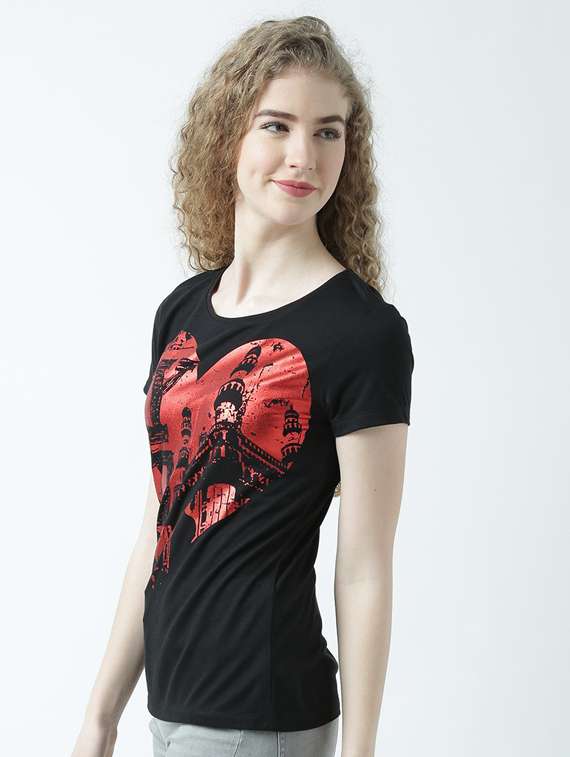 women's front print round neck t-shirt - 19582913 -  Standard Image - 1