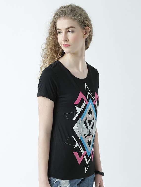 women's front print round neck t-shirt - 19582915 -  Standard Image - 1