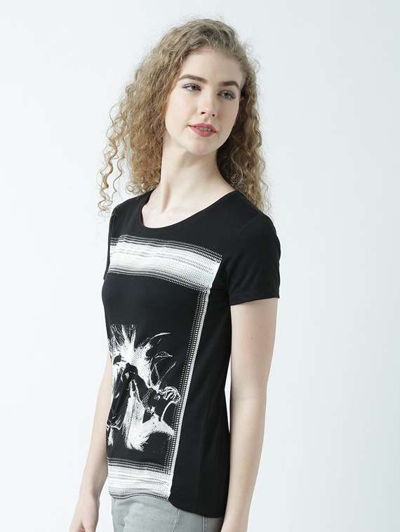 women's front print round neck t-shirt - 19582918 -  Standard Image - 1
