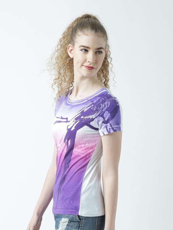 women's front print round neck t-shirt - 19582926 -  Standard Image - 1