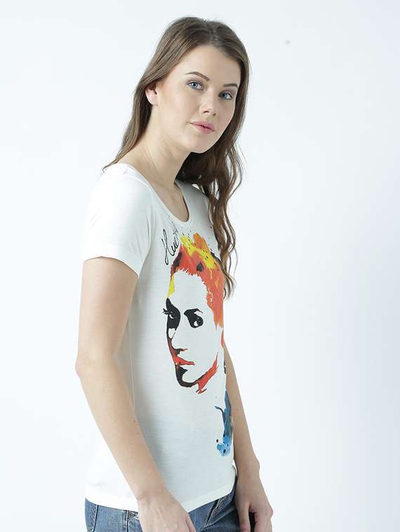 women's front print round neck t-shirt - 19582934 -  Standard Image - 1