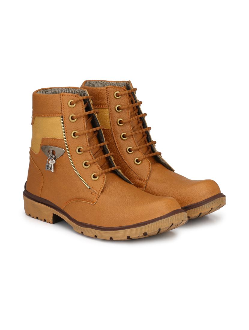 tan patent leather high ankle boots - 19585161 - Standard Image - 1