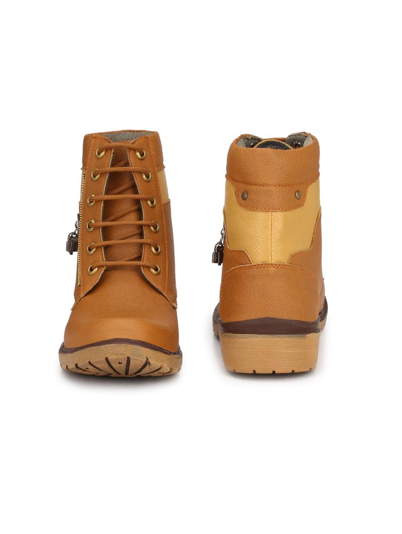 tan patent leather high ankle boots - 19585161 - Standard Image - 4