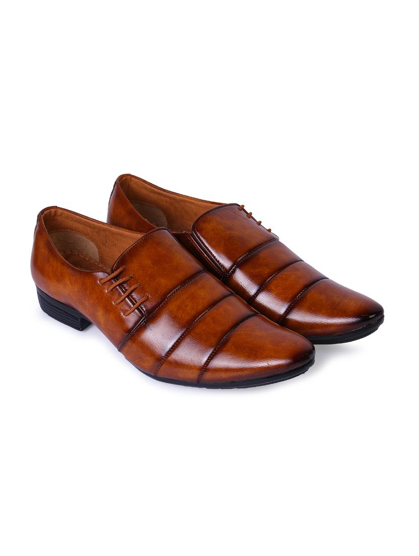 tan leather laceup derbies - 19585365 - Standard Image - 1
