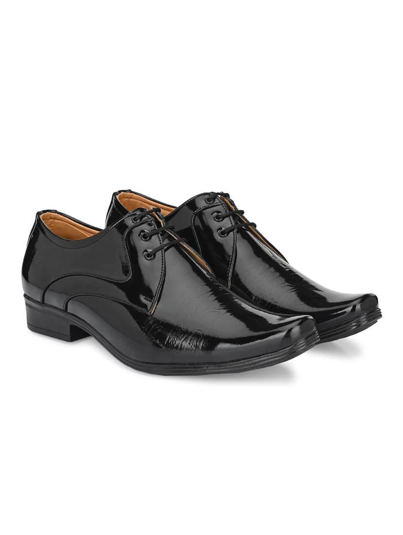 black patent leather laceup derbies - 19585366 - Standard Image - 1