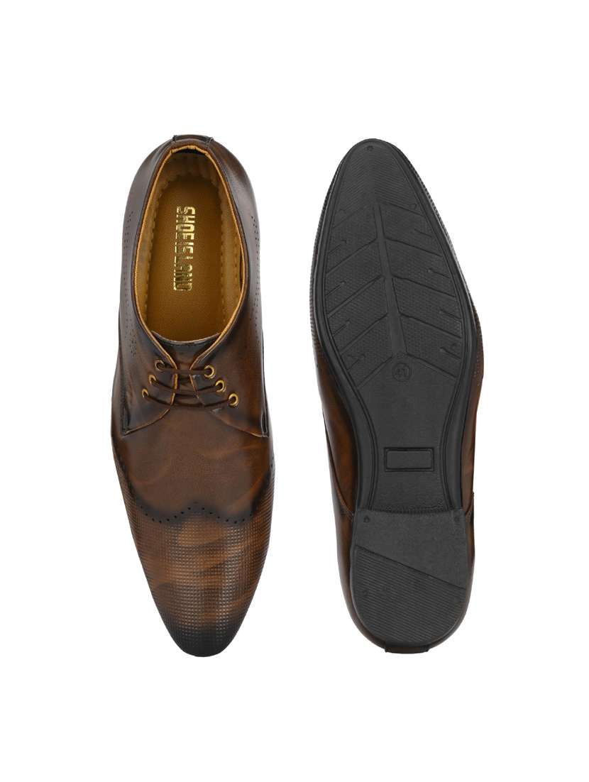 brown leather laceup derbies - 19585375 -  Standard Image - 4