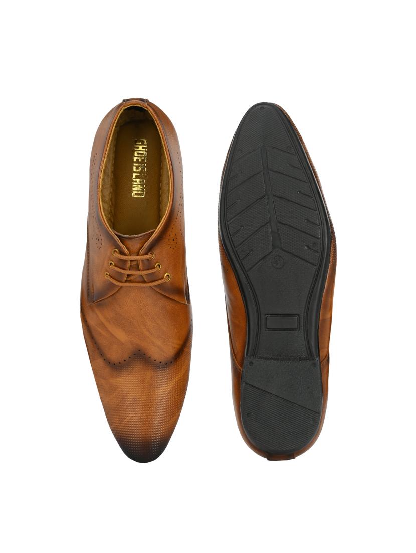 tan leather laceup derbies - 19585376 - Standard Image - 4