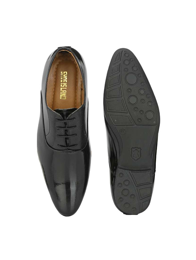 Black Patent Leather Laceup Oxfords