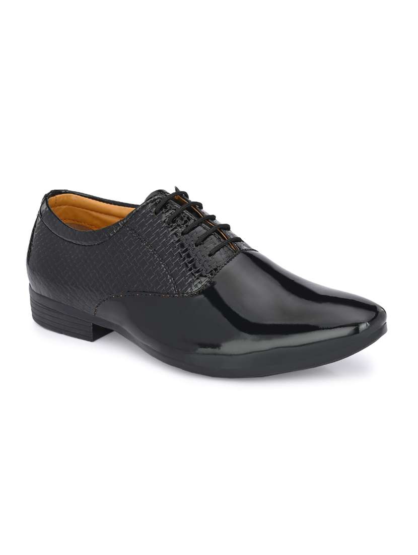 black patent leather laceup oxfords