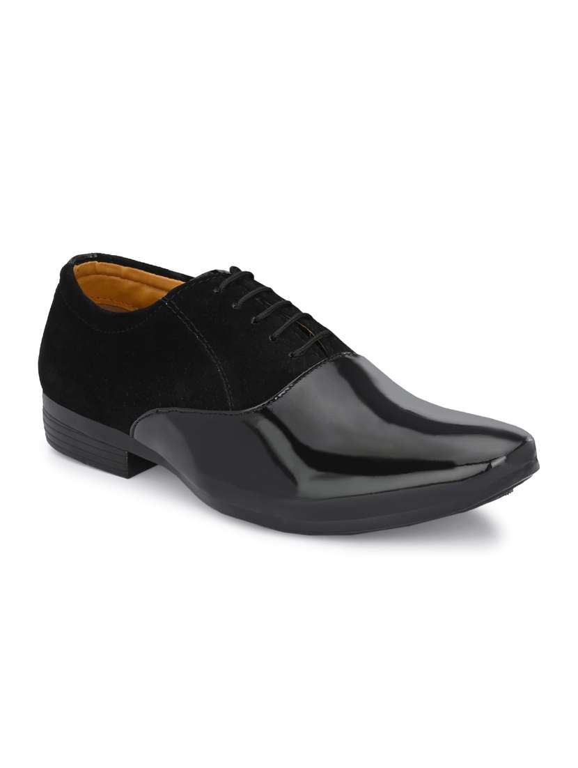 black patent leather laceup oxfords